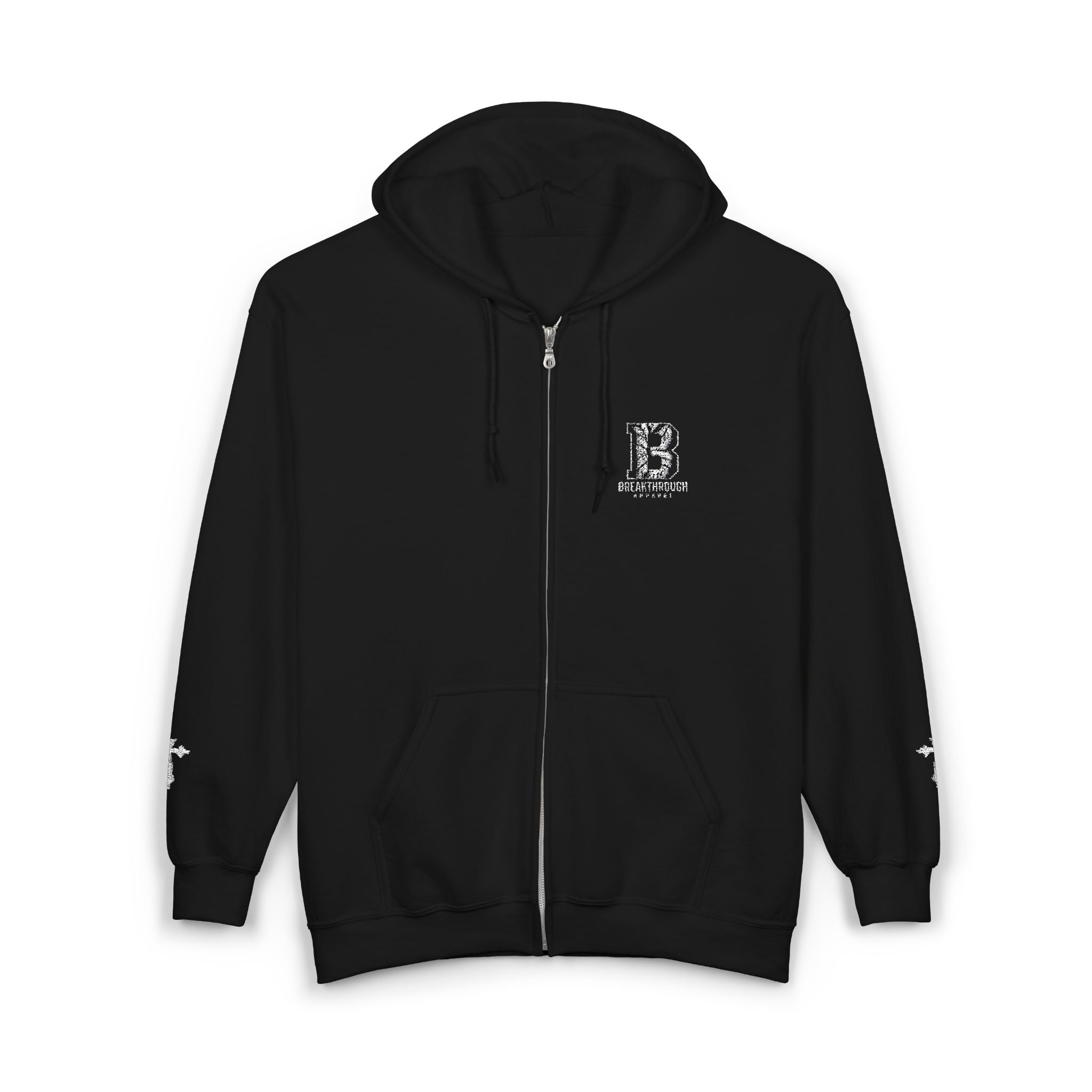 Black Unisex Zip Hooded Sweatshirt