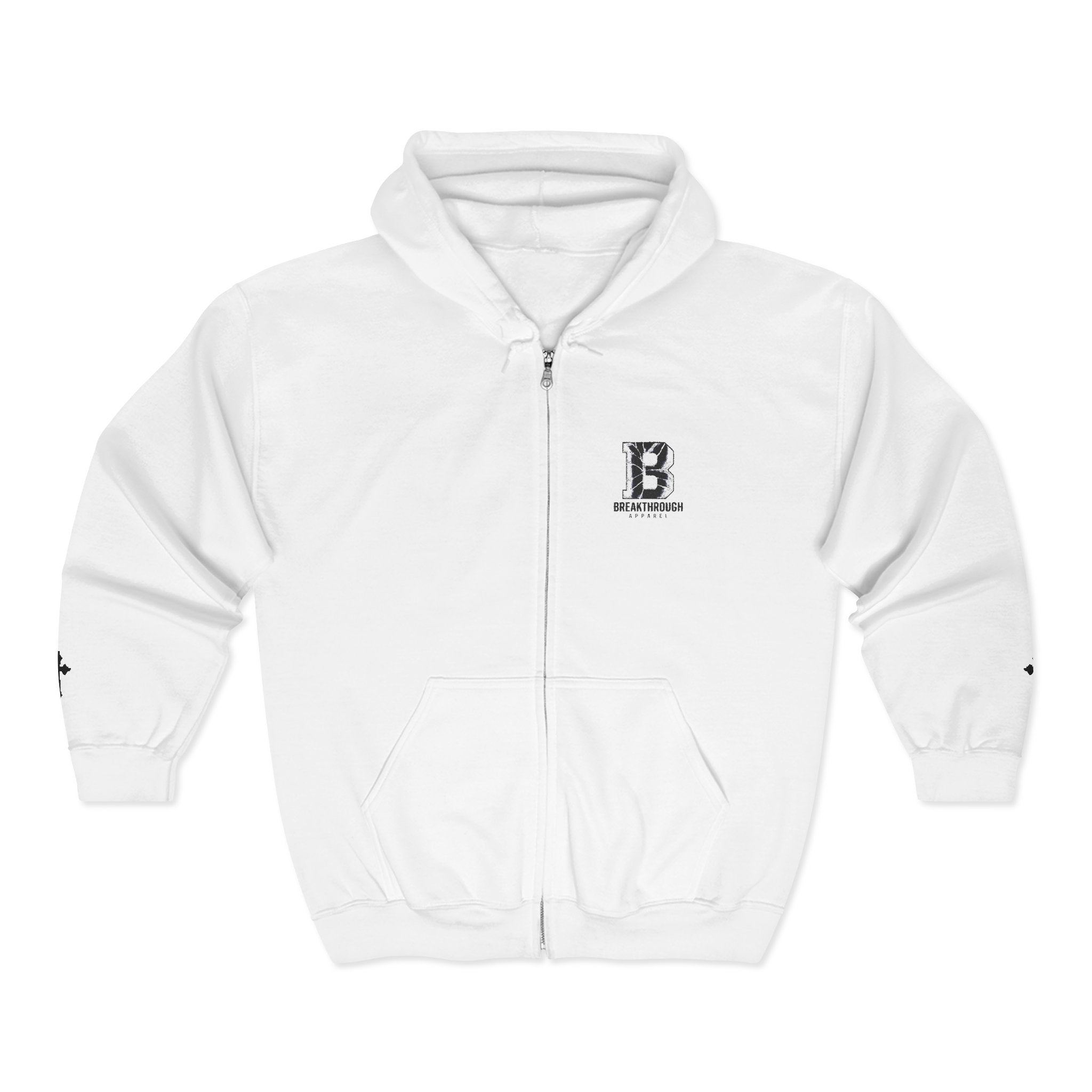 White Unisex Zip Hooded Sweatshirt
